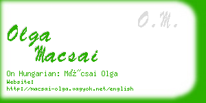 olga macsai business card